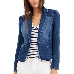 INC International Concepts Women’s Puff-Sleeve Blazer, Size: M, Color: Deep Sea